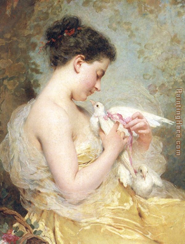 A Beauty with Doves painting - Charles Chaplin A Beauty with Doves art painting